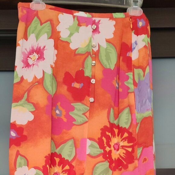 Vintage Sigrid Olsen Sport - Floral - Lined Boho Maxi Skirt - Size 8 - Picture 1 of 6
